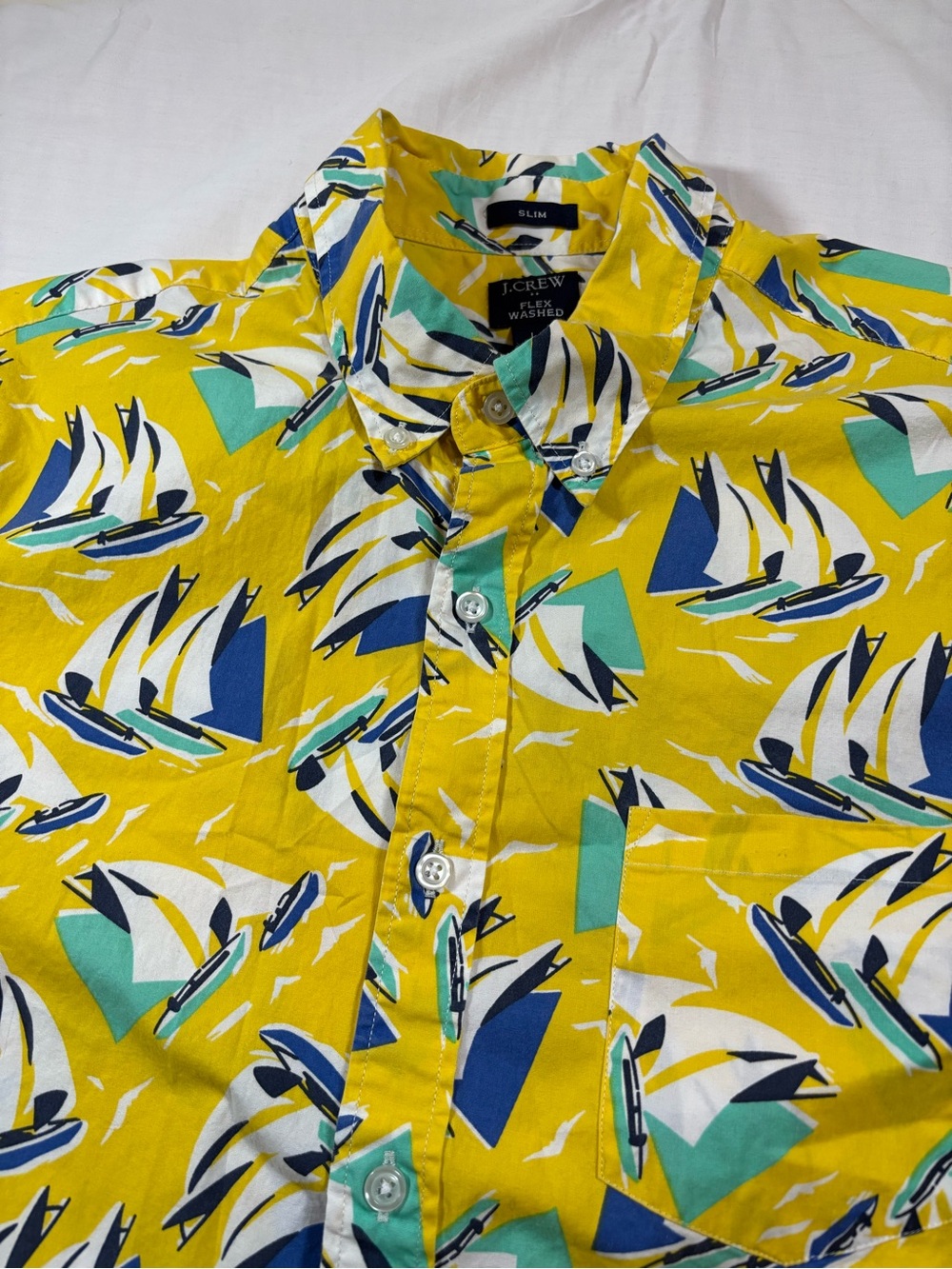 J. Crew Slim Fit Yellow Nautical Print Men’s Shirt